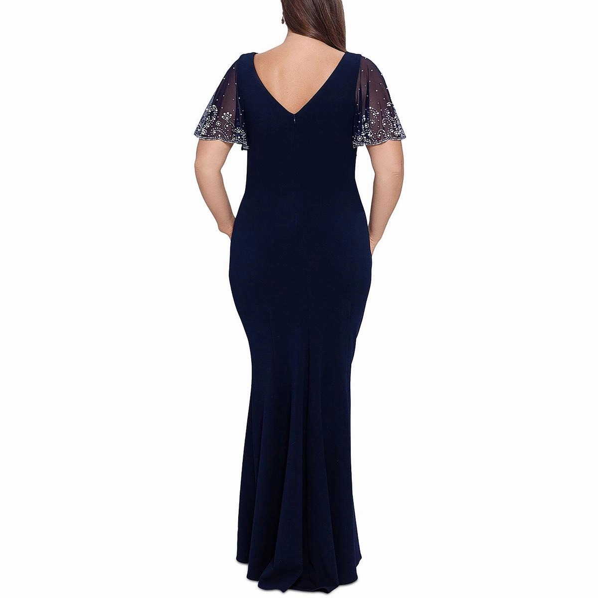 Plus Womens Gathered Maxi Evening Dress