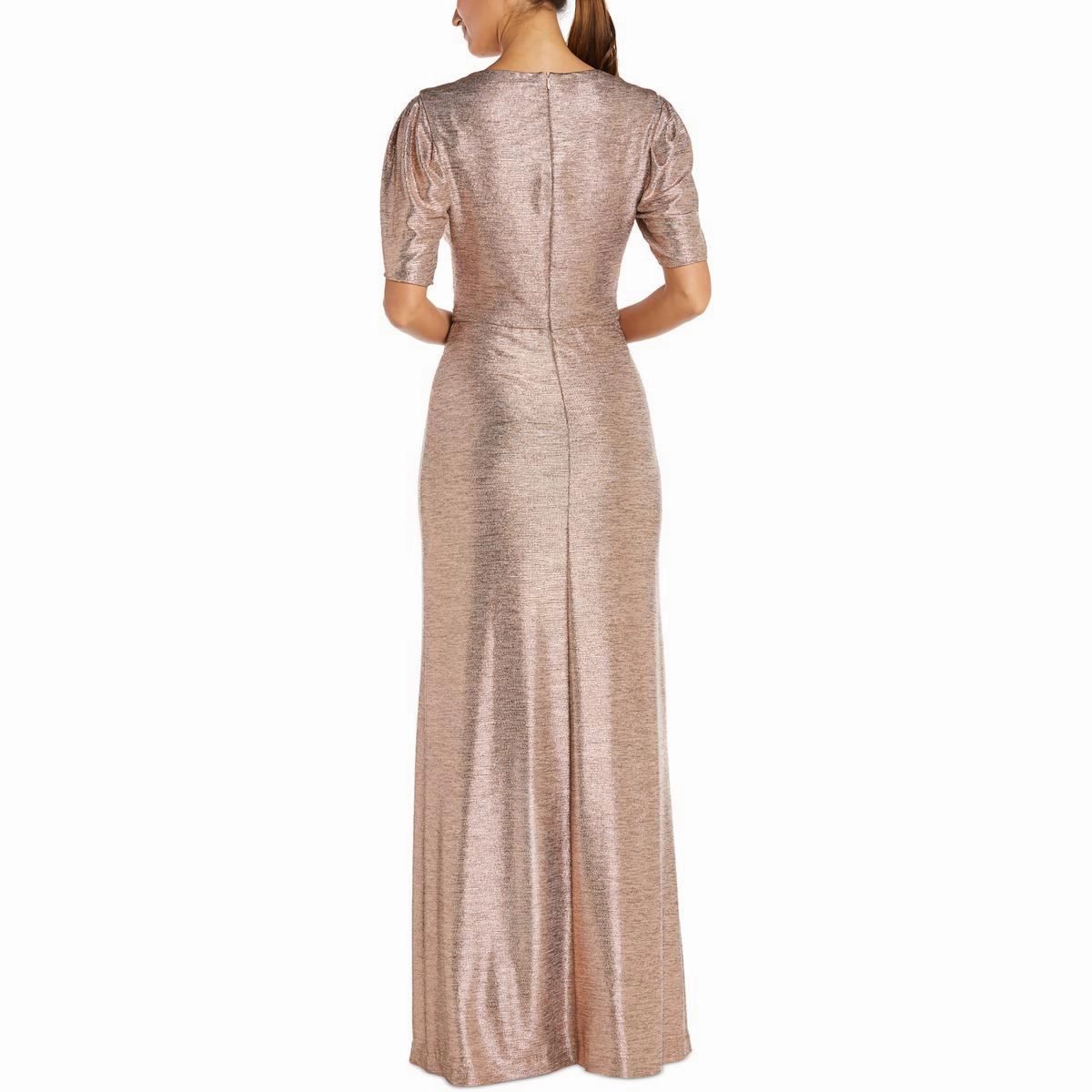 Plus Womens Metallic Long Evening Dress