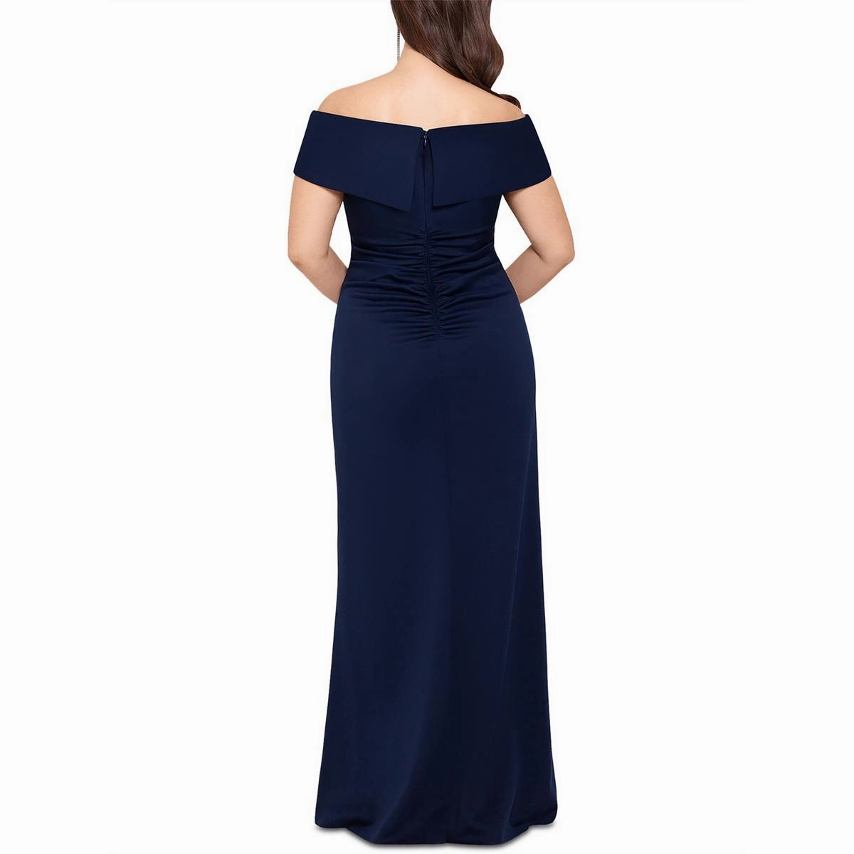 Plus Womens Ruched Long Evening Dress