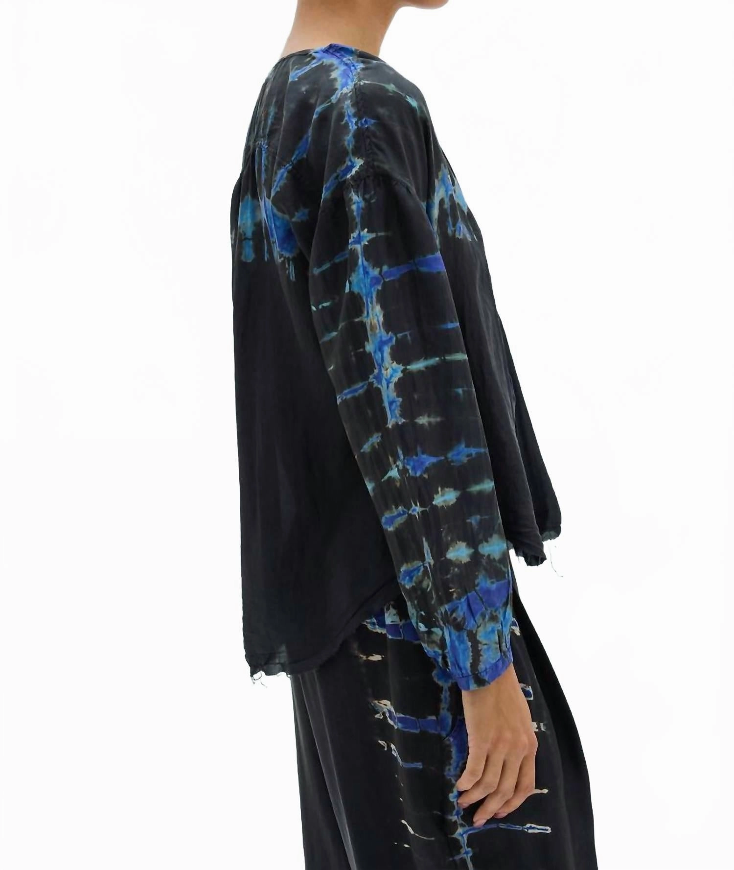 Poet Blouse In Black Silk Medley