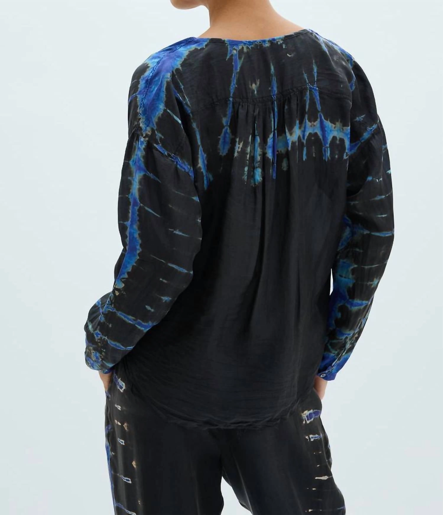 Poet Blouse In Black Silk Medley