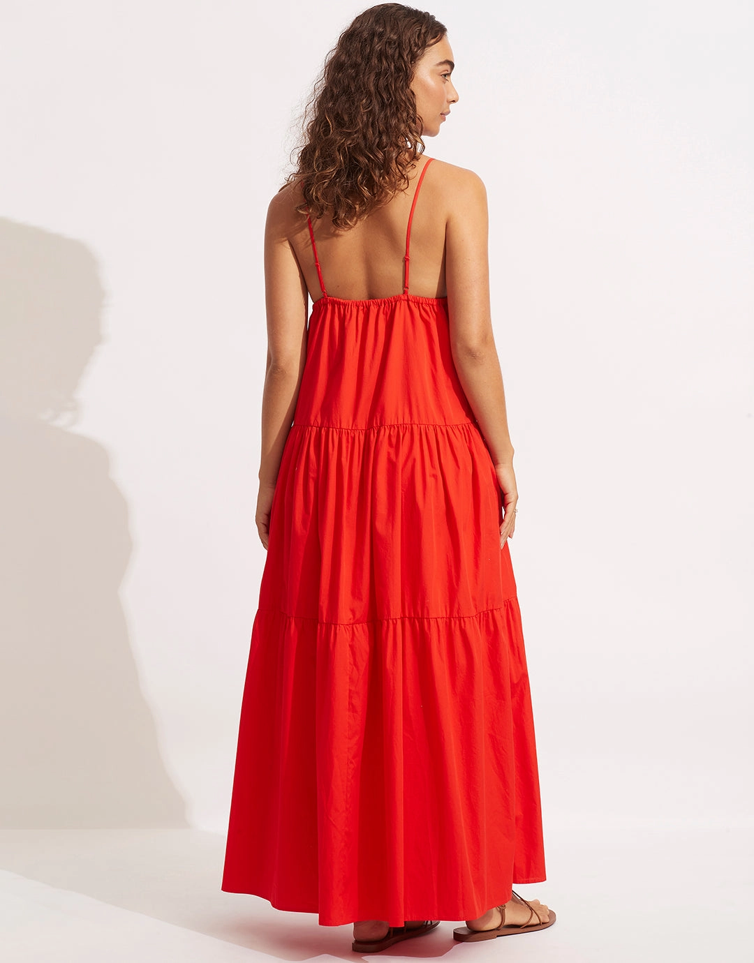 Poplin Maxi Dress - Red