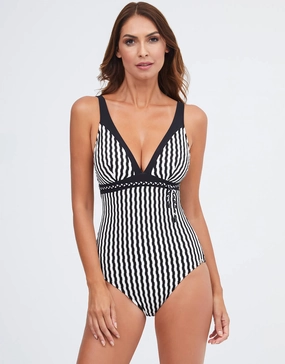 Portofino V Neck Swimsuit - Black and White Nuria Ferrer - Nuria Ferrer fashion sale
