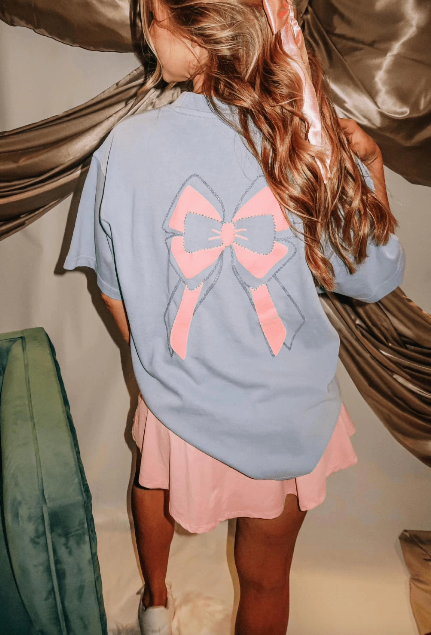 Preppy Bow Mock Neck Tee In Lavender