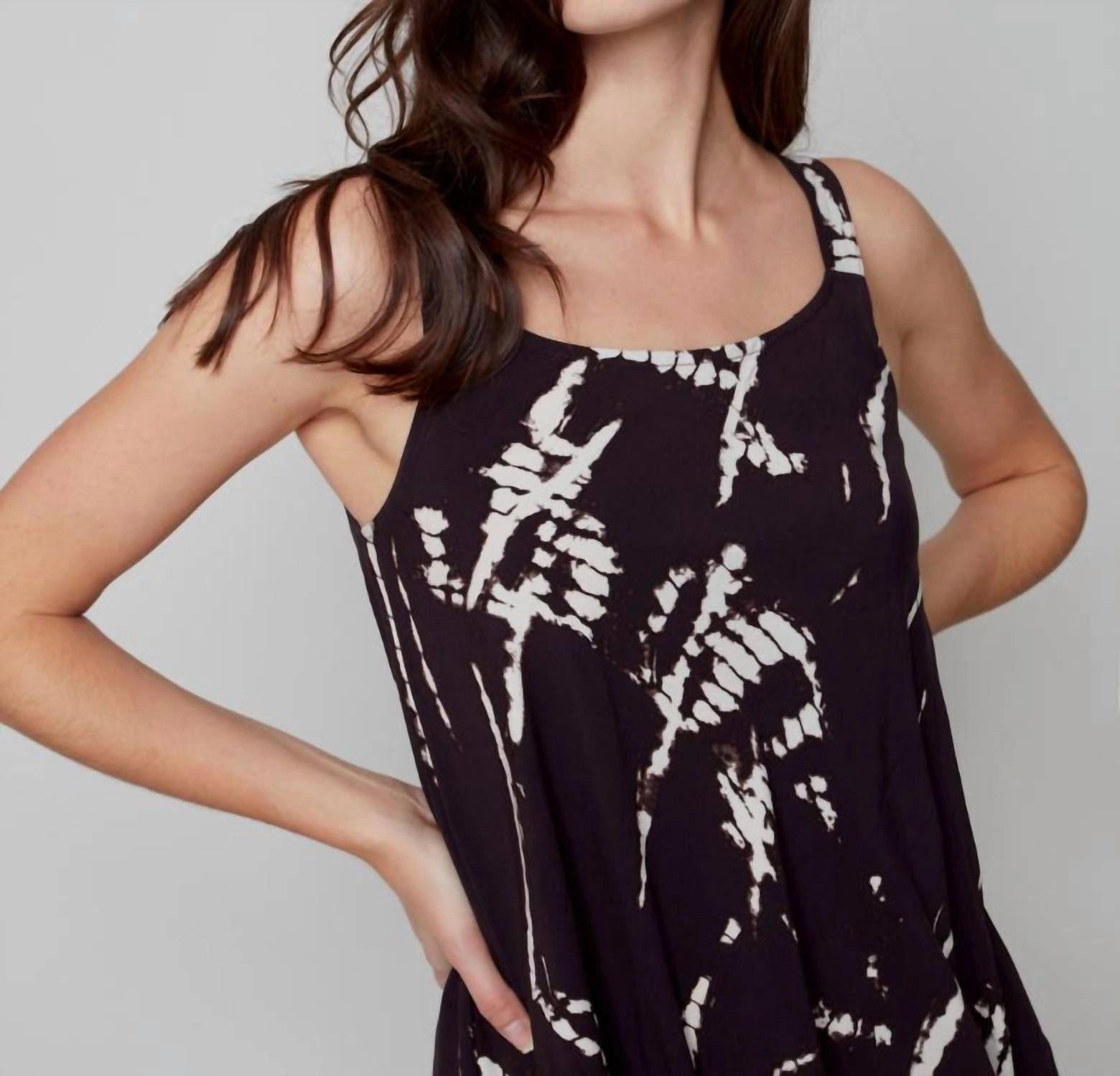 Printed Cami Dress In Black