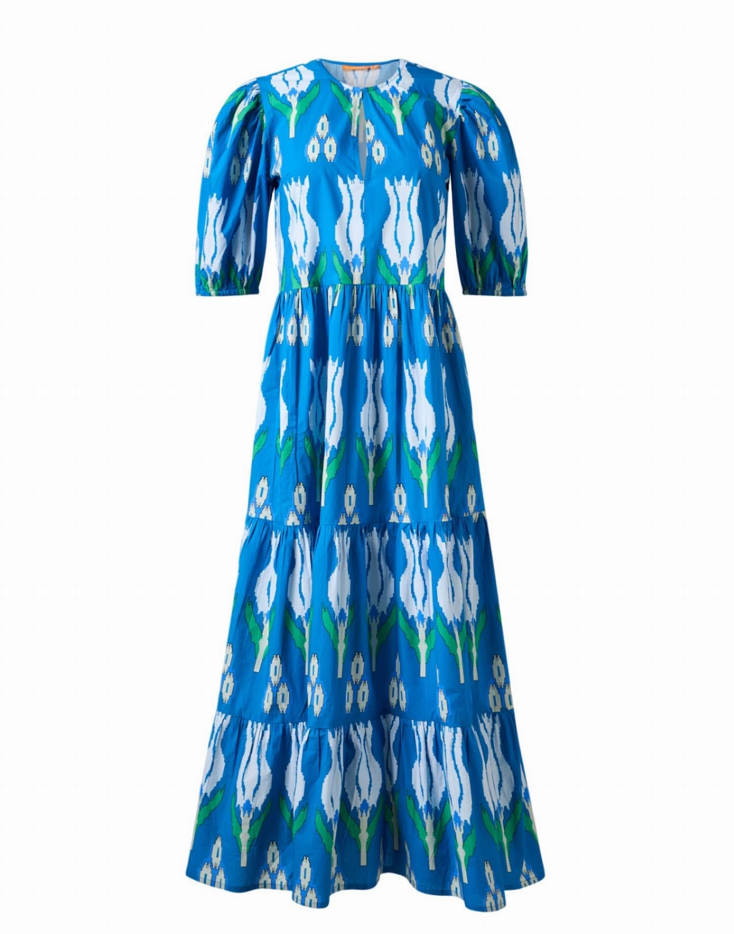 Printed Tulip Maxi Dress In Blue