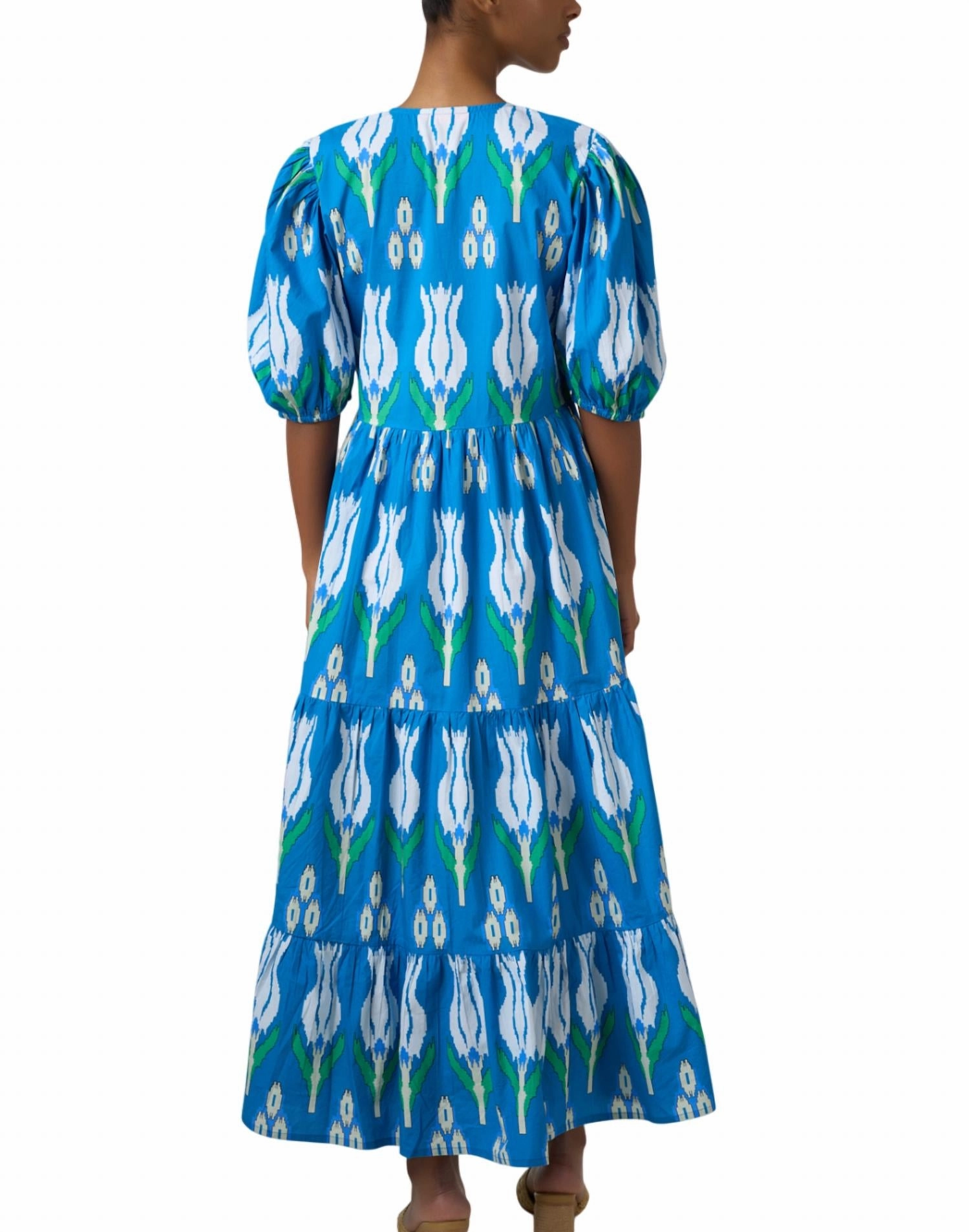 Printed Tulip Maxi Dress In Blue