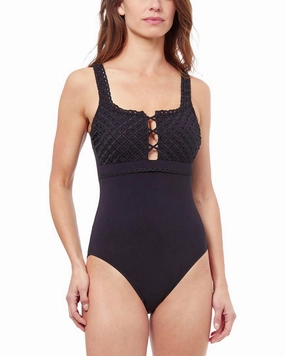 Profile by Gottex Rendez-Vous Square Neck One-Piece Swim Womens - ruffle swimwear best price