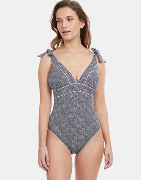 Profile Colette V Neck Swimsuit - Black and White Gottex - Gottex swimsuits discount