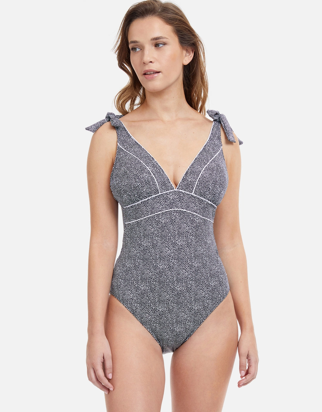 Profile Colette V Neck Swimsuit - Black and White Gottex - Gottex swimsuits discount