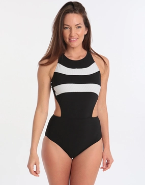 Profile Formula One Sports High Neck One Piece - Black White Gottex - Gottex swimsuits discount