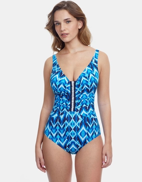 Profile Ocean Blue V Neck Swimsuit - Blue Gottex - Gottex swimsuits discount