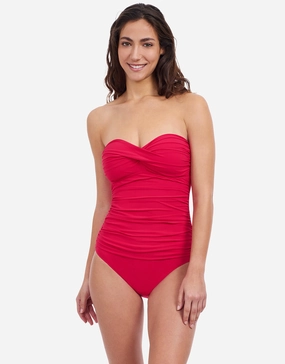 Profile Tutti Frutti Bandeau Swimsuit - Rose Red Gottex - Gottex swimsuits discount