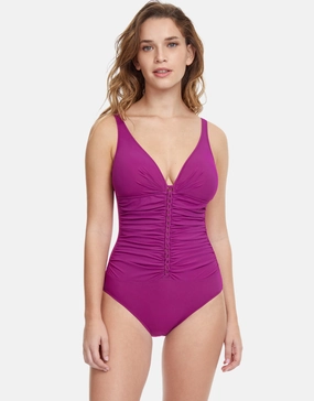Profile Tutti Frutti D Cup V Neck Swimsuit - Warm Violet Gottex - Gottex swimsuits discount