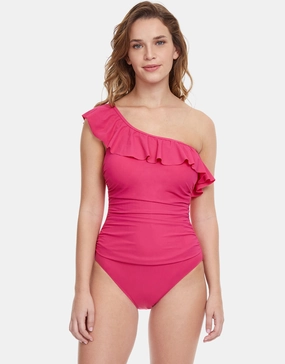 Profile Tutti Frutti Ruffle One Shoulder Swimsuit - Rose Gottex - Gottex swimsuits discount