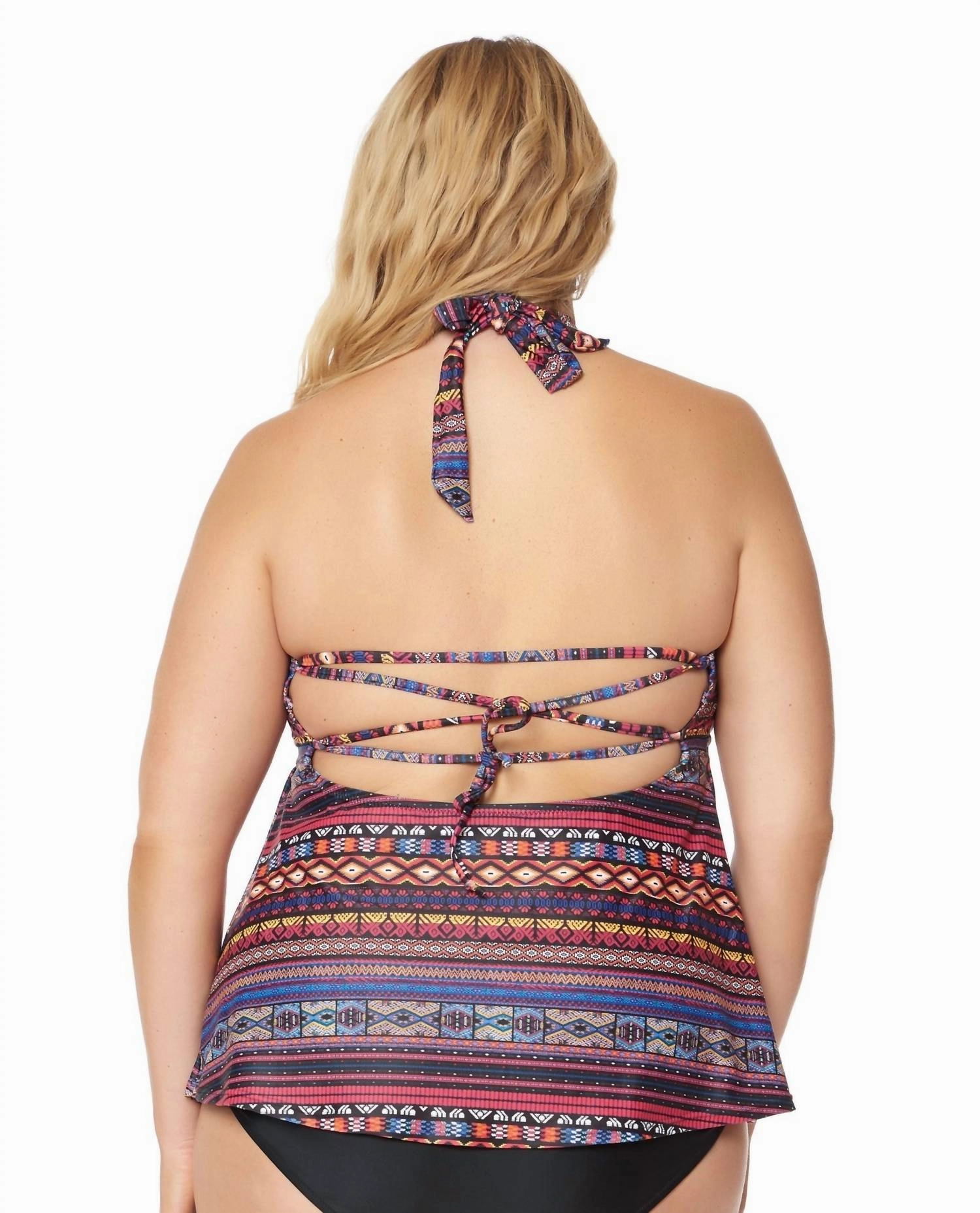 Queen Plus Size High Neck Keyhole Tankini Top In Cherokee