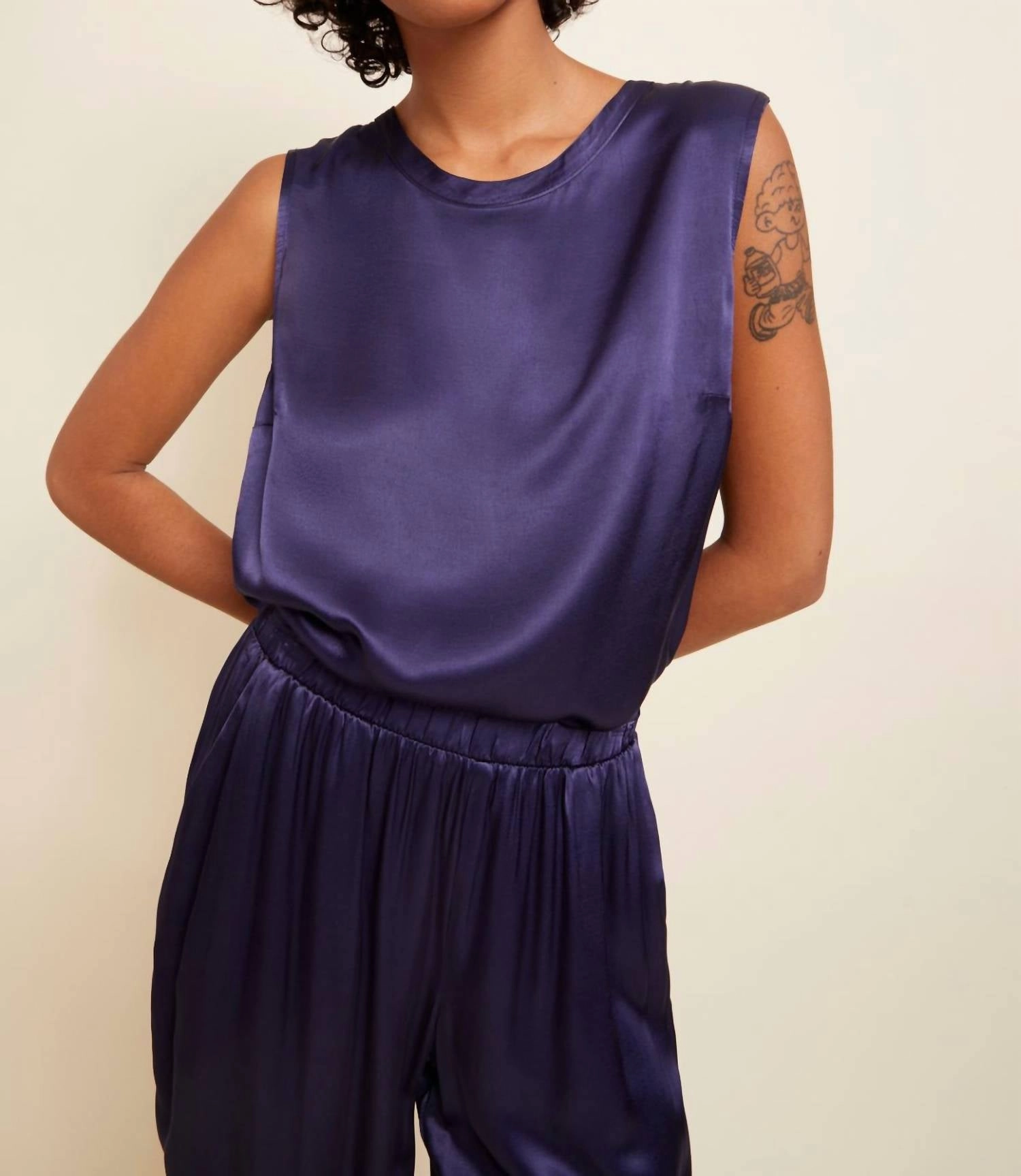 Rachel Tie Back Tank Top In Navy