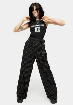 Ransom Tie Waist Check Trousers Bottoms Womens - women's jeans sale