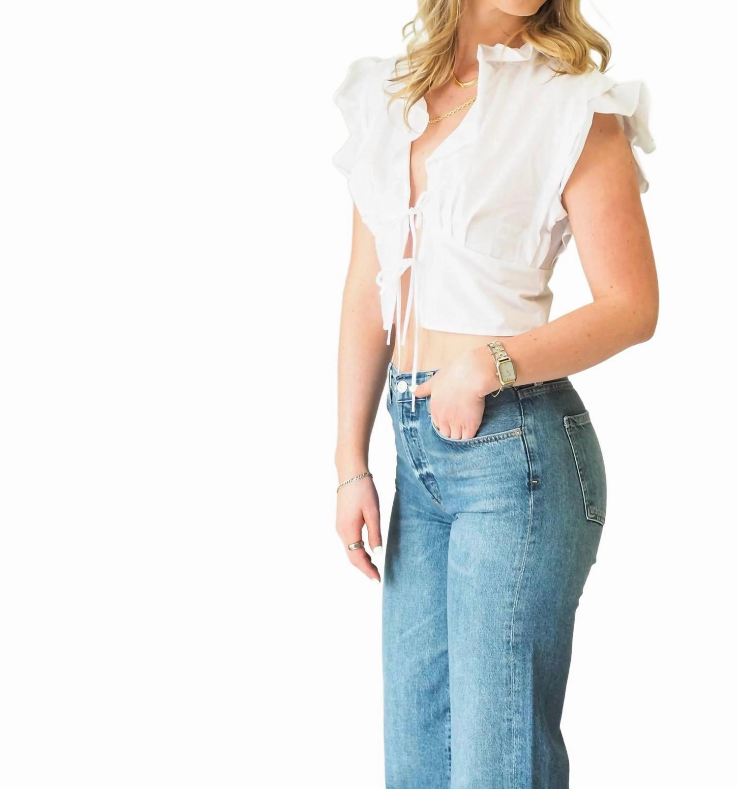 Raphael Ruffle White Top