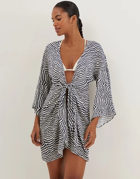 Ravine Perola Knot Short Cover Up - Stripe ViX Paula Hermanny - ViX swimwear outlet