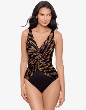 Raya De Safari Charmer Swimsuit - Black Brown Miraclesuit - Miraclesuit swimwear clearance