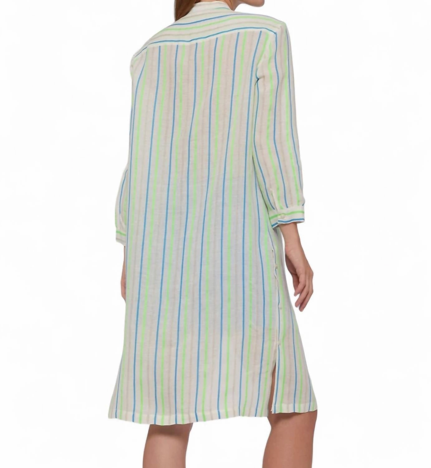 Rebecca Dress In Green Neon Stripes