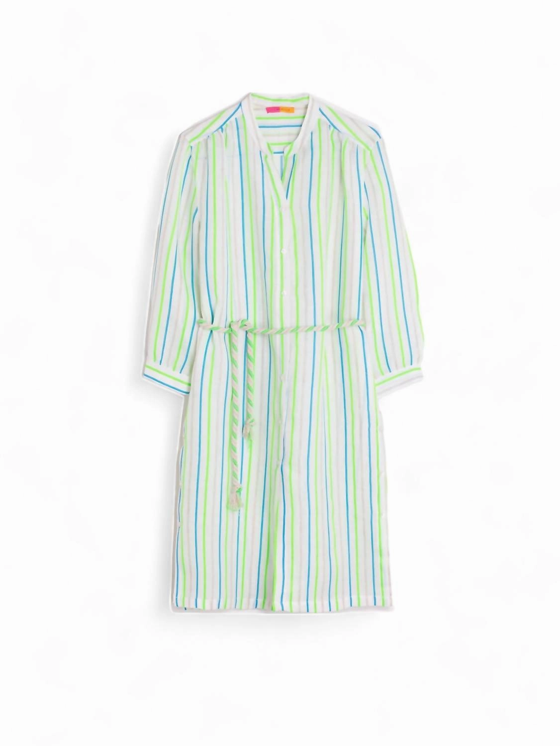 Rebecca Dress In Green Neon Stripes
