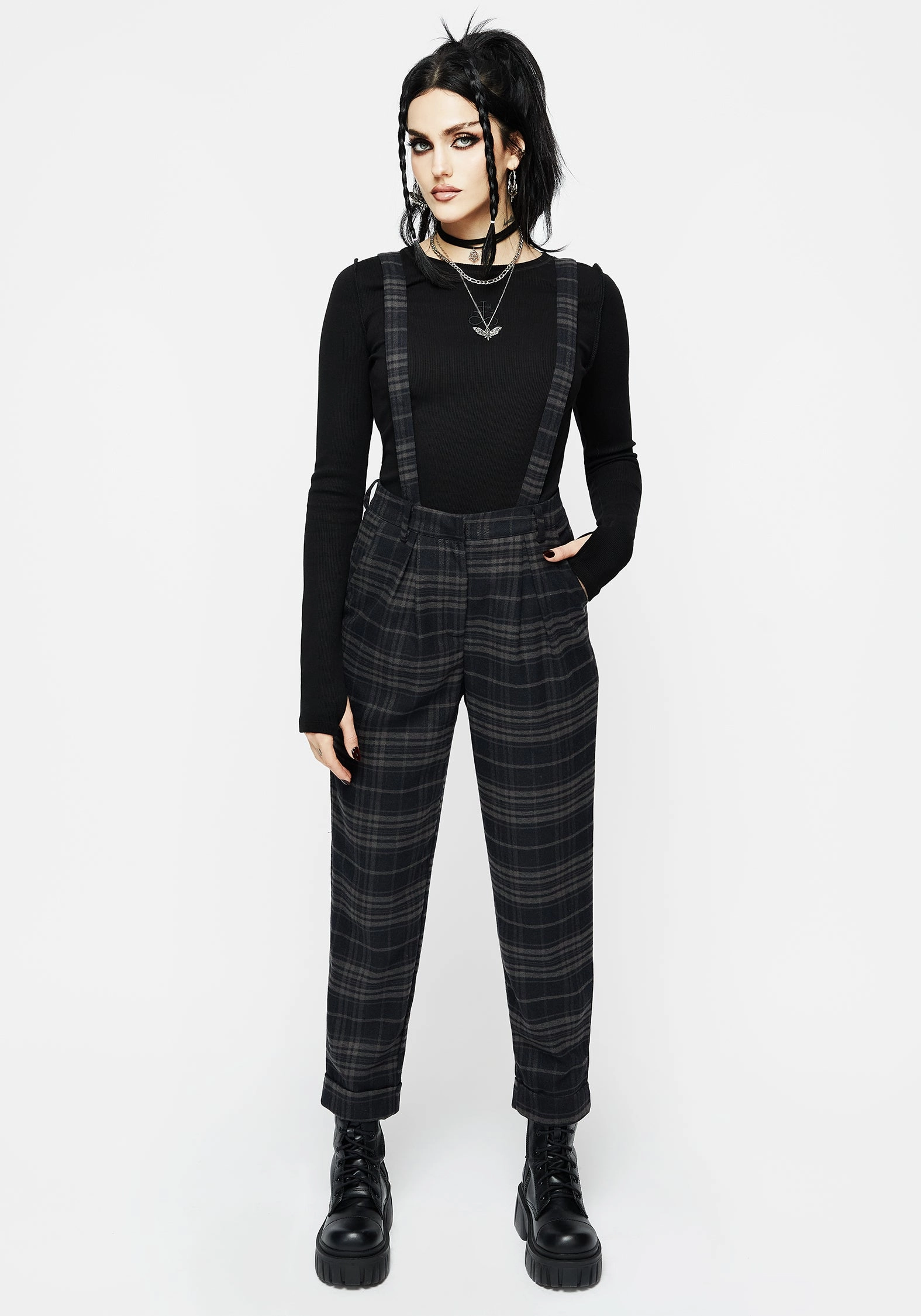 Reckless Distressed Check Trousers Bottoms Womens - women's jeans sale