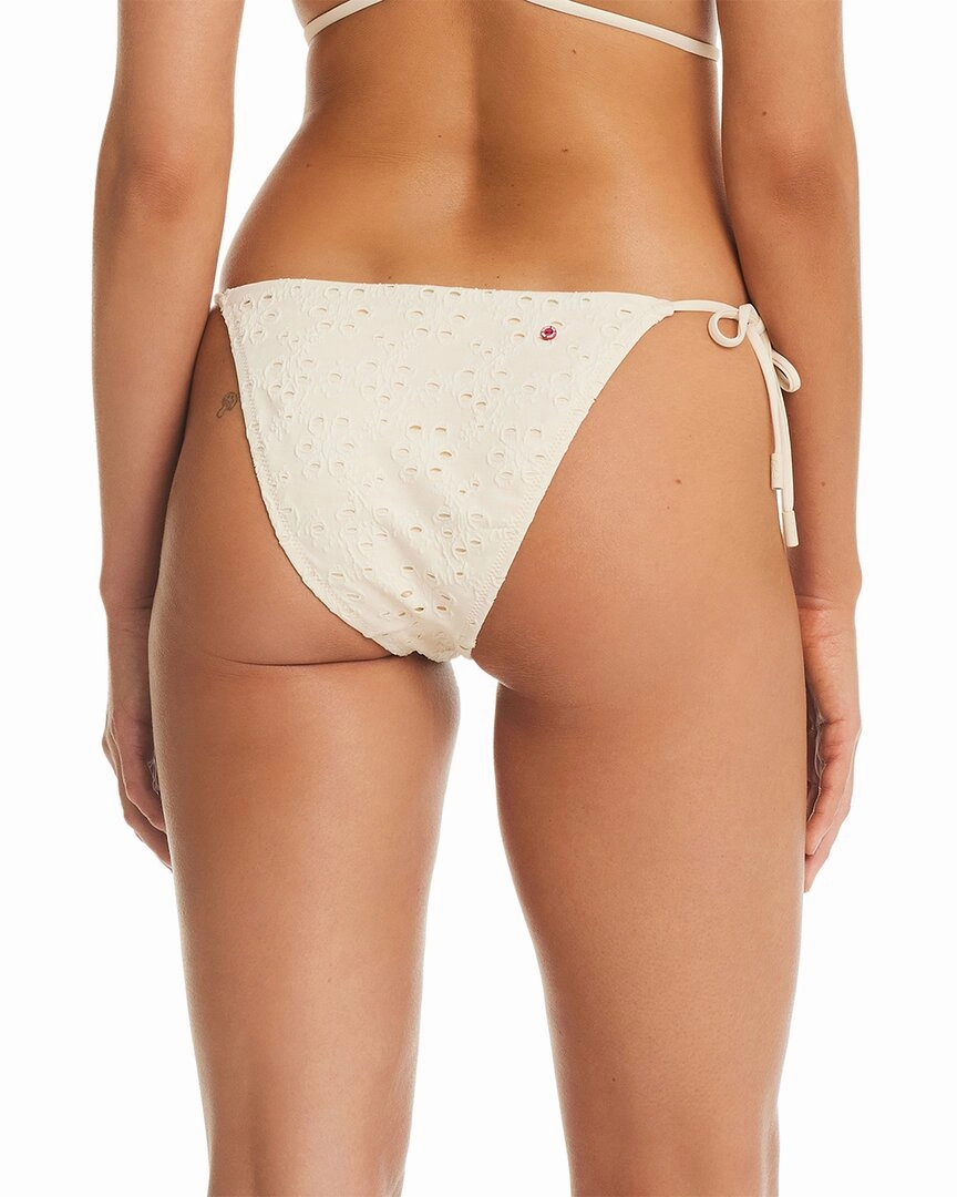 Red Carter Eyelet Tie Side Swim Bottoms
