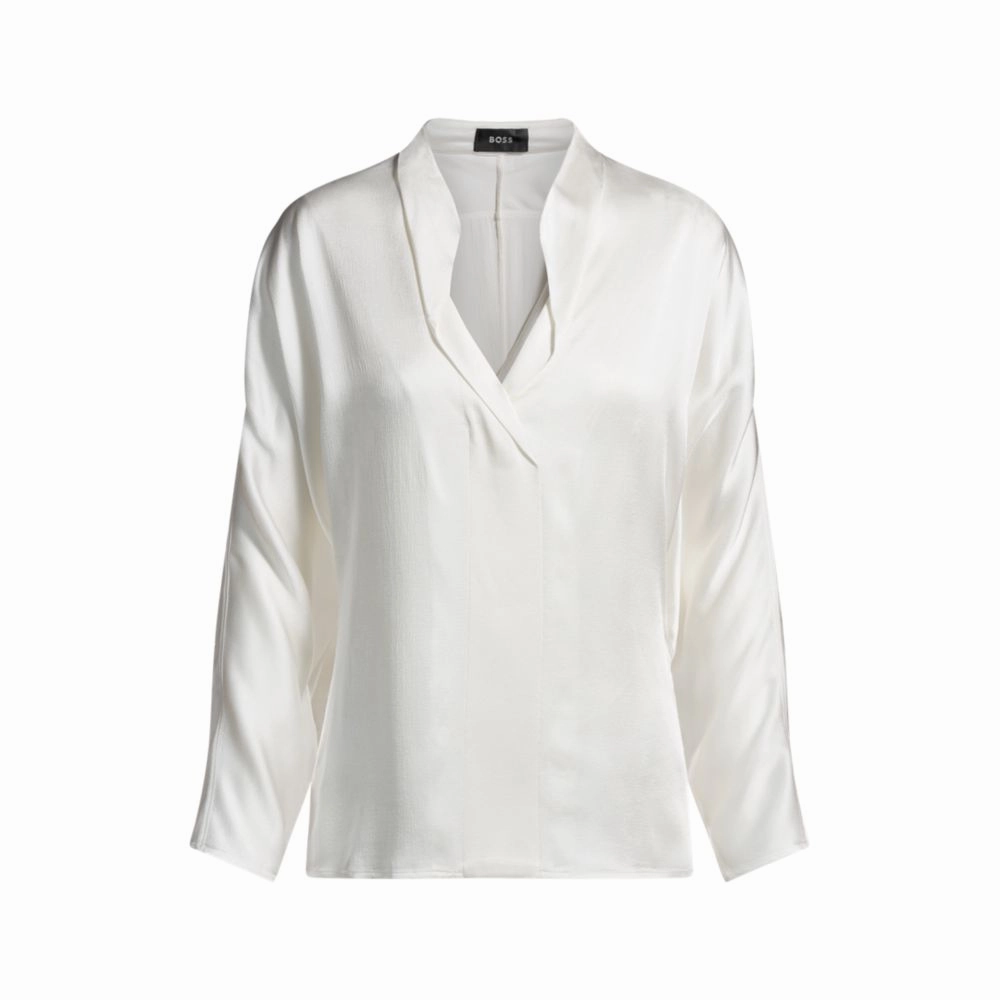 Regular-fit blouse with draped neckline