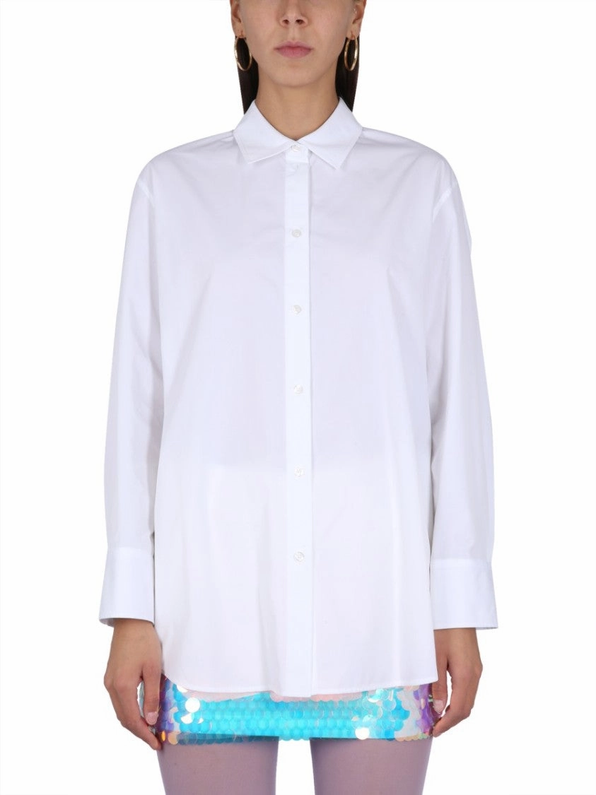 Relaxed Fit White Button Closure Shirt