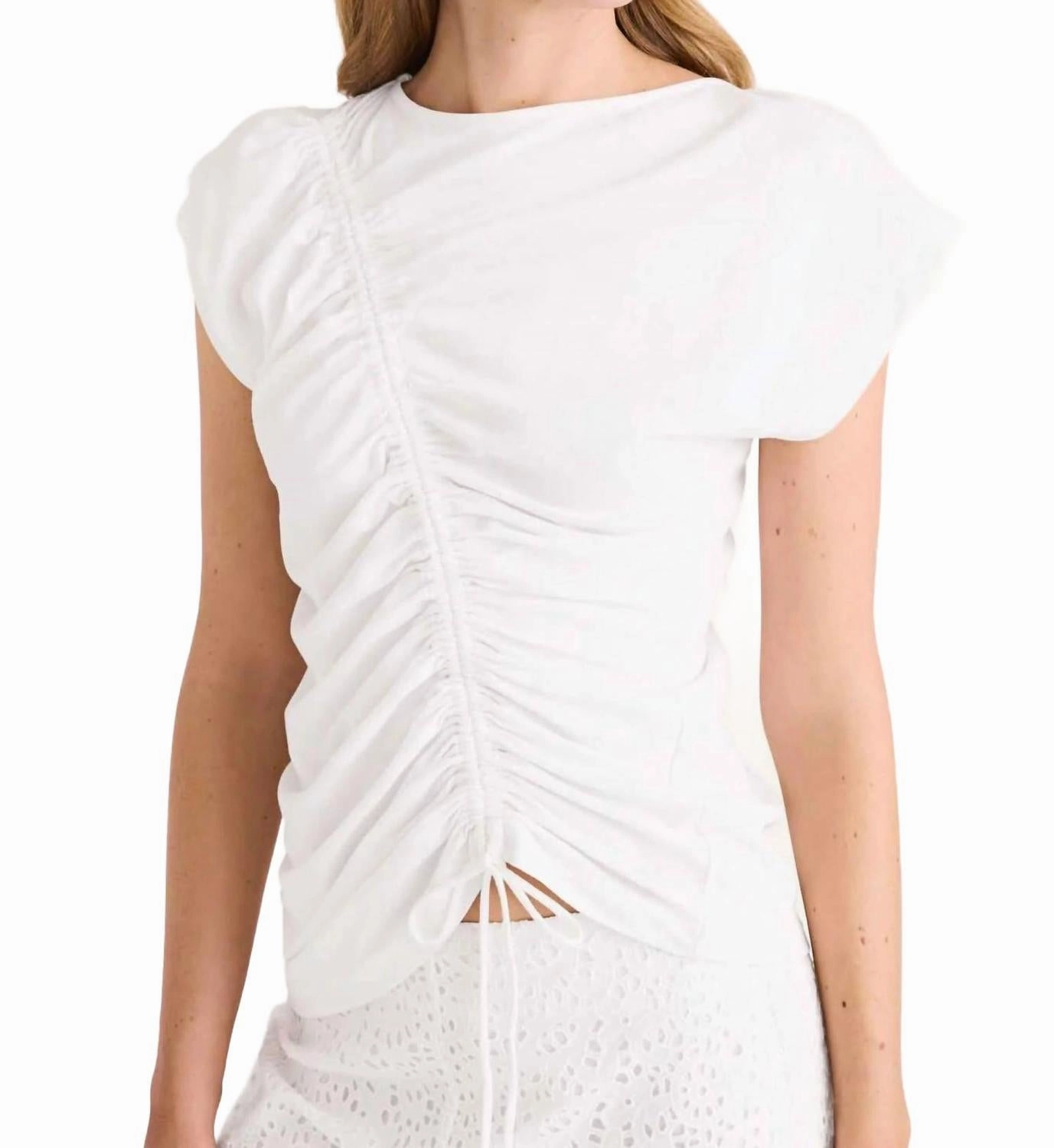 Reverie Jersey Cap Sleeve Top In White