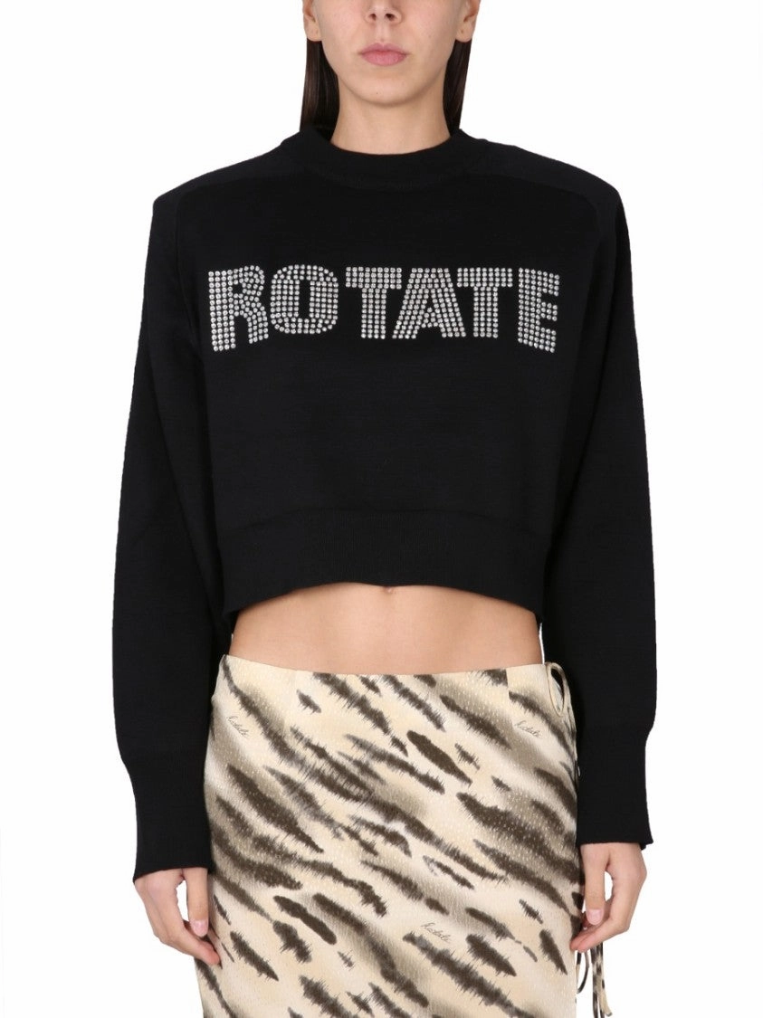 Rhinestone Logo Cropped Shirt