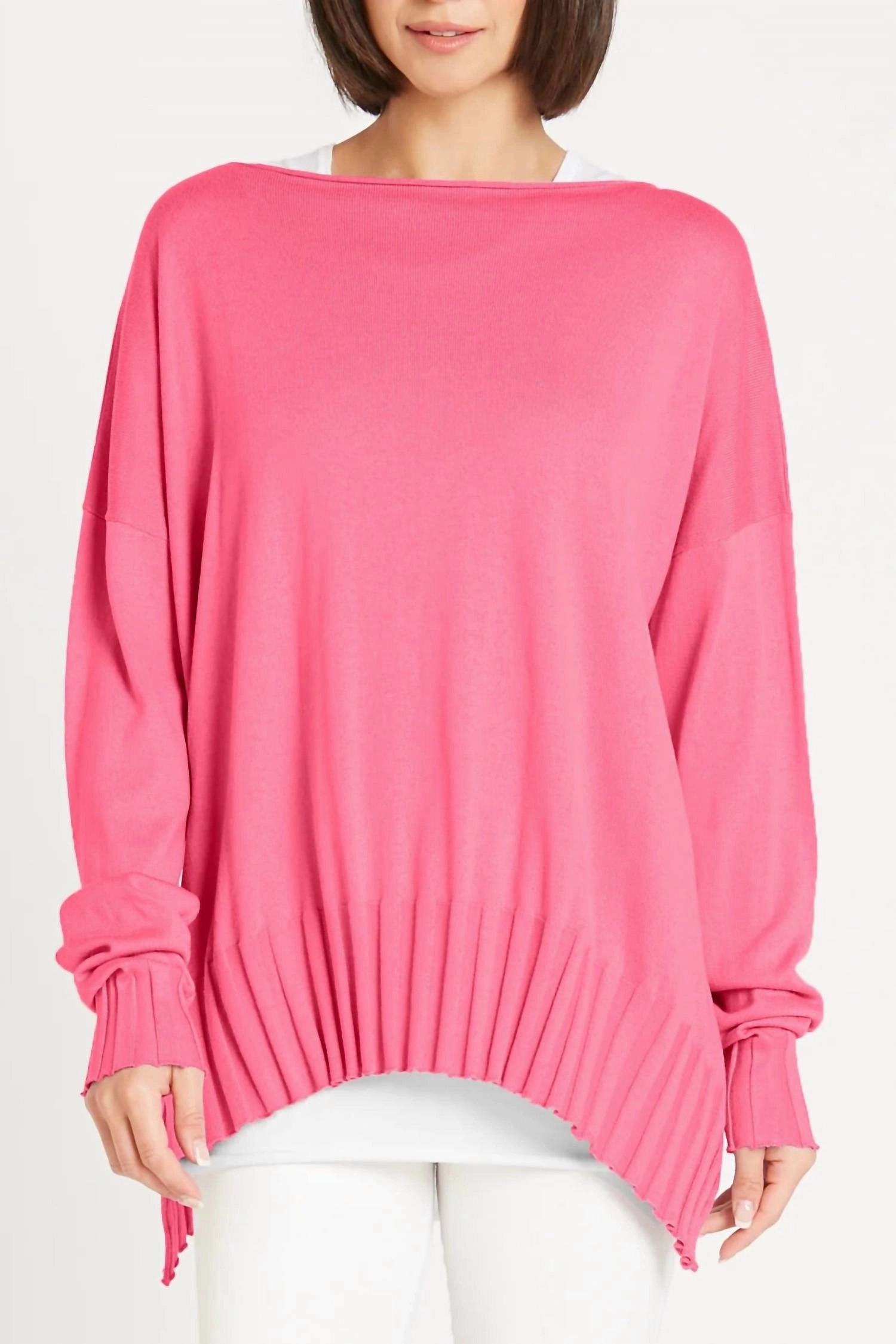Ribbed Boatneck Top In Punch