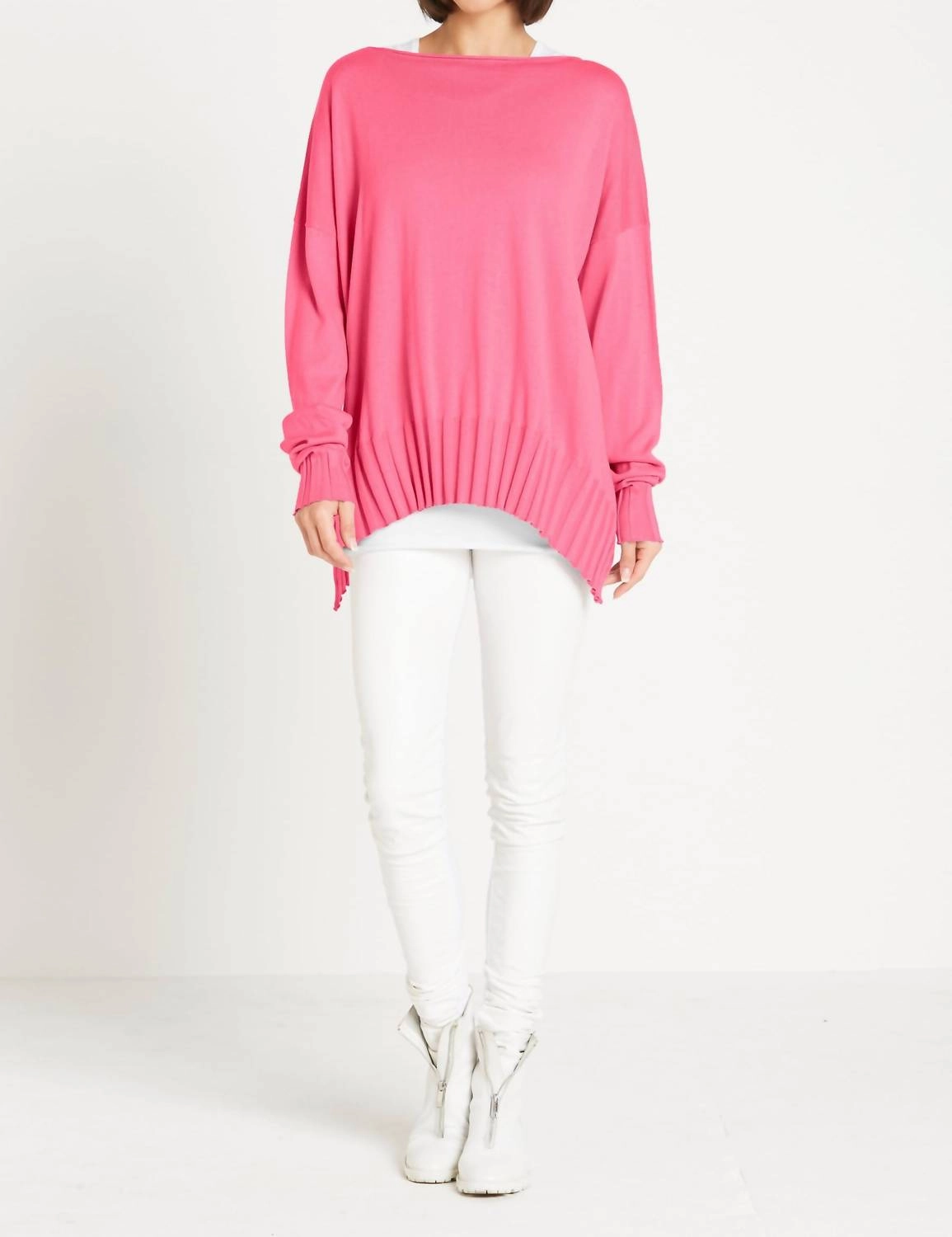 Ribbed Boatneck Top In Punch