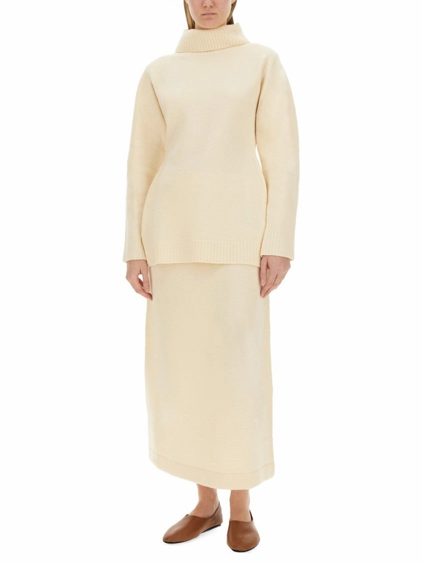 Ribbed Turtleneck Shirt With Oversized Silhouette