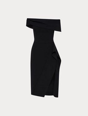 Ribbon-Detailed Off Shoulder Cocktail Dress wrap dresses clearance