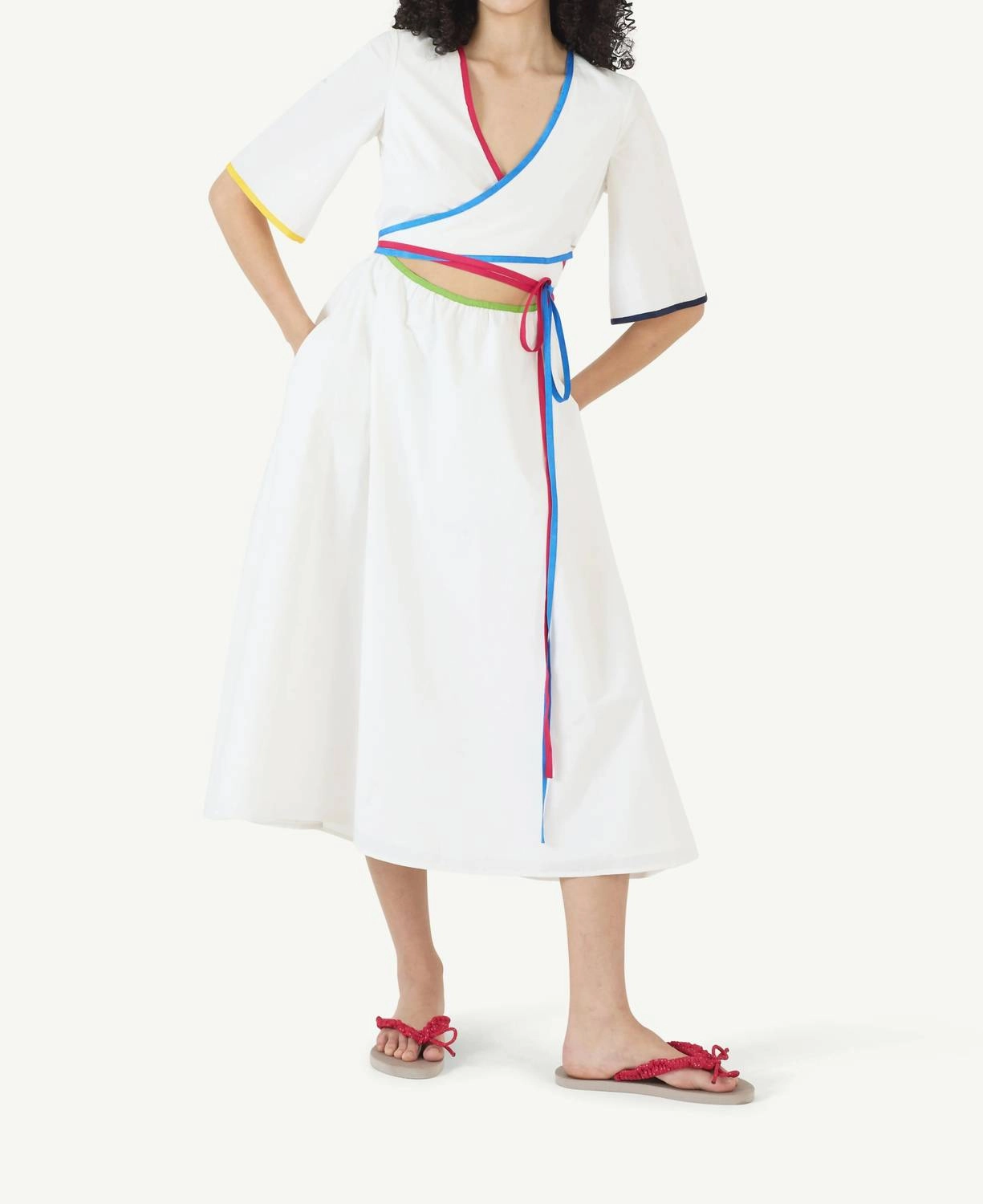 Ribbon Wrap Dress In White
