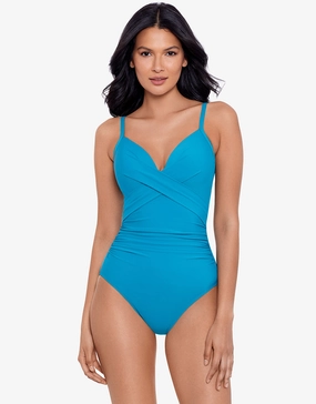 Rock Solid Captivate Swimsuit - Malibu Blue Miraclesuit - Miraclesuit swimwear clearance