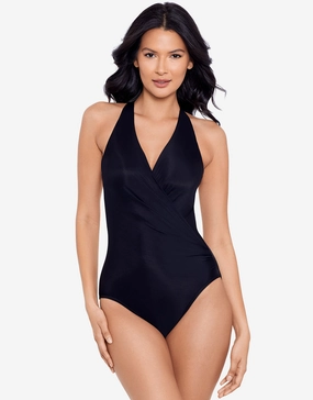 Rock Solid Wrapsody Swimsuit - Black Miraclesuit - Miraclesuit swimwear clearance