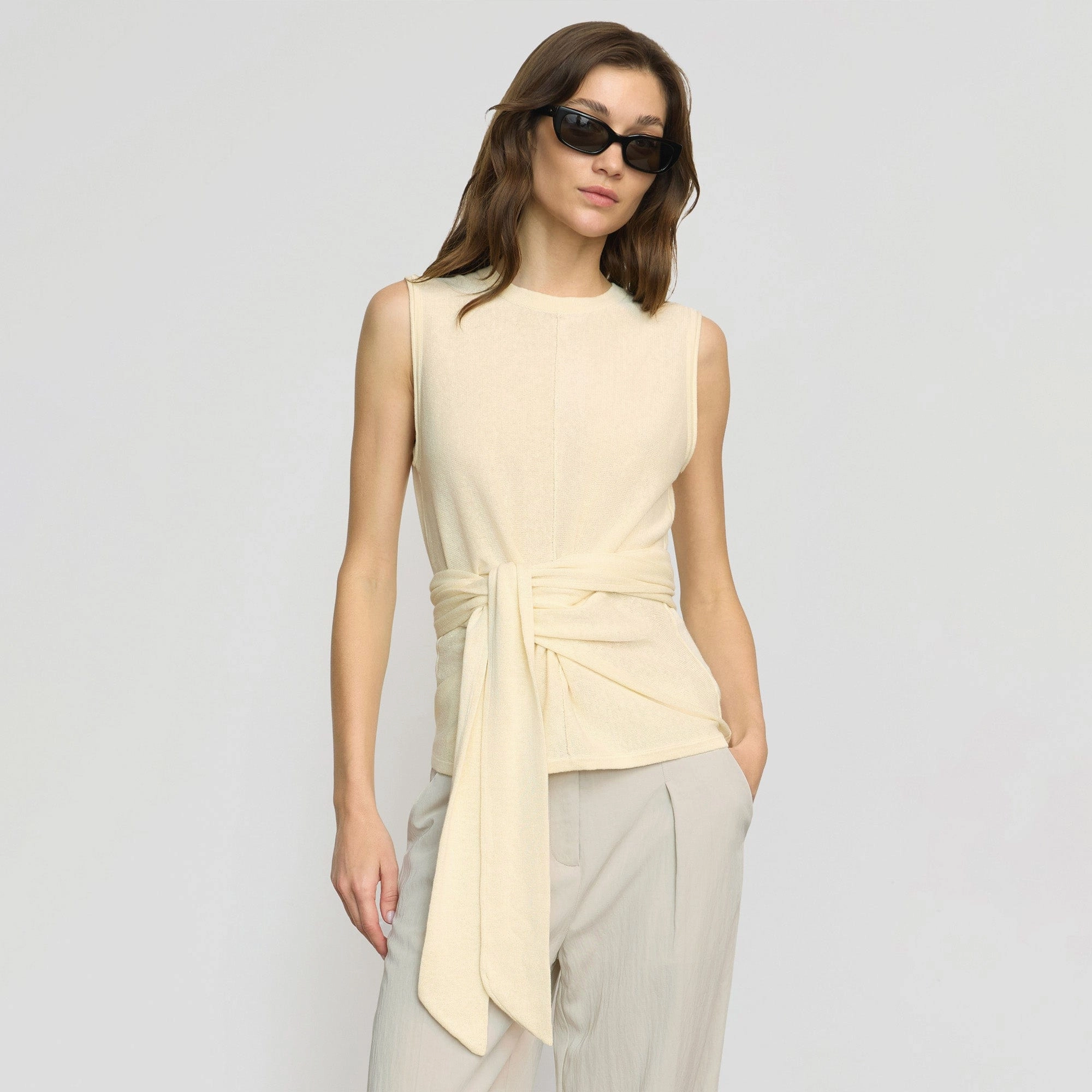 Rois Tie-Front Linen-Cotton Top