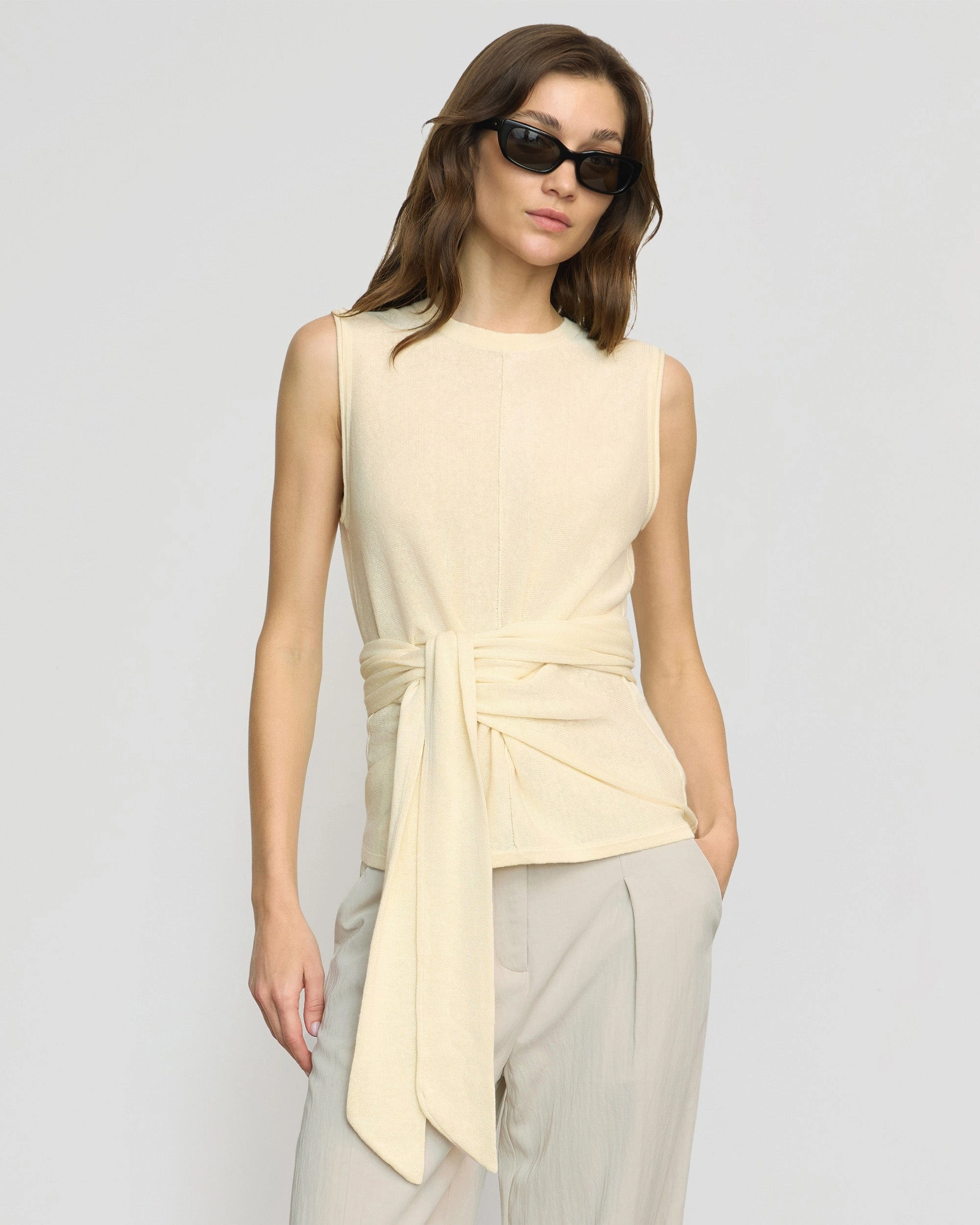 Rois Tie-Front Linen-Cotton Top