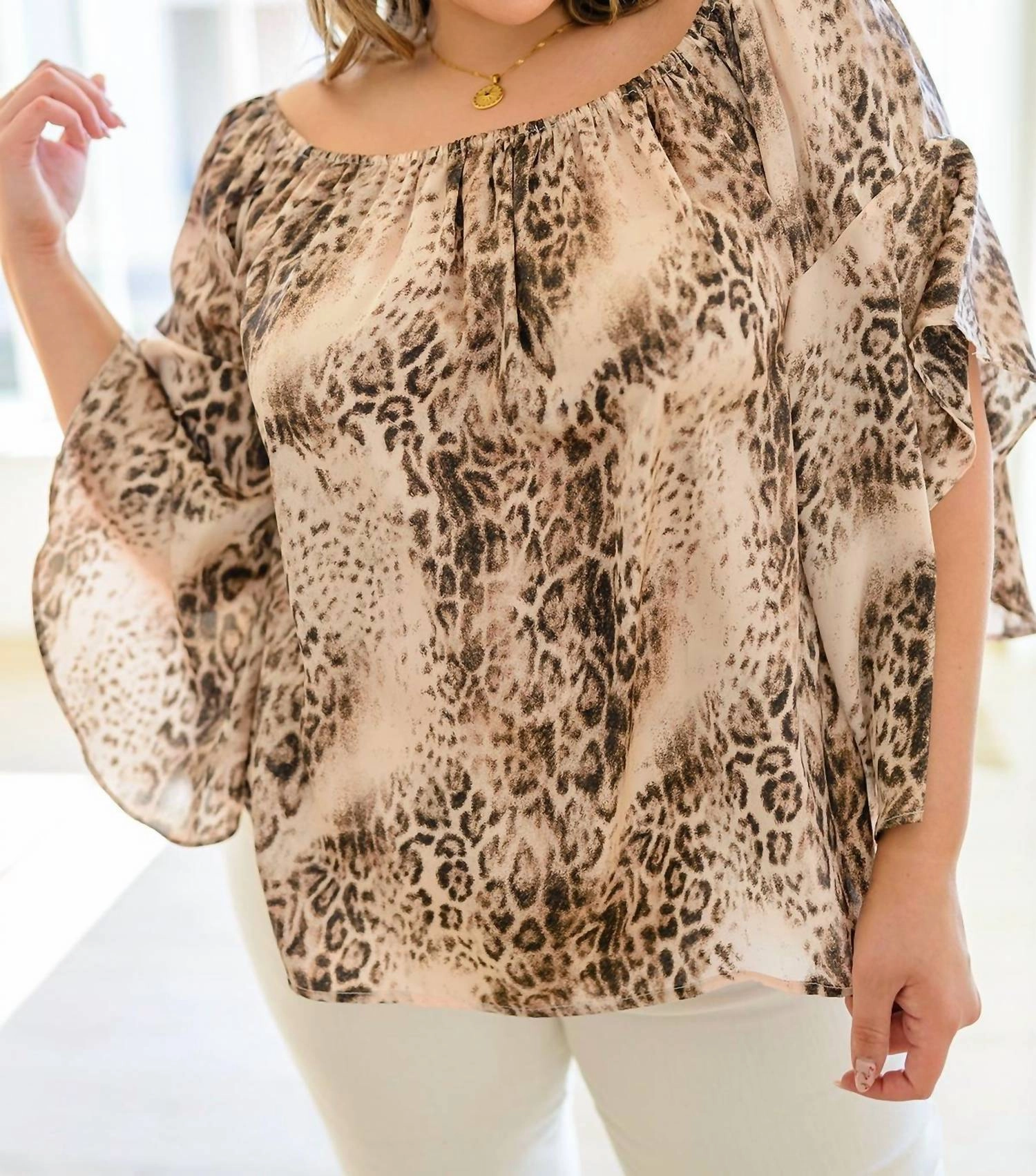 Romance Animal Print Blouse In Desert