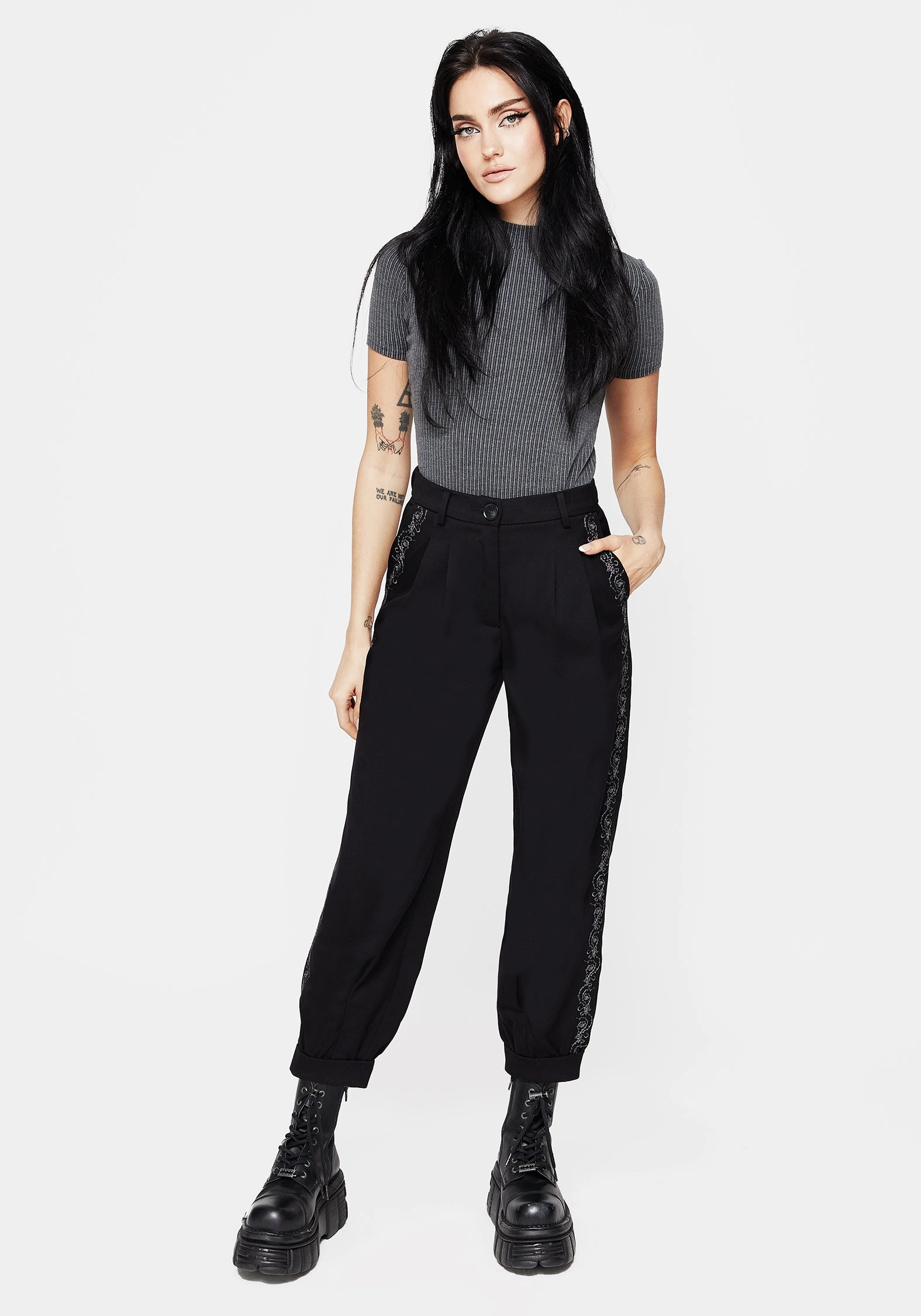 Rosethorn Embroidered Balloon Trousers
