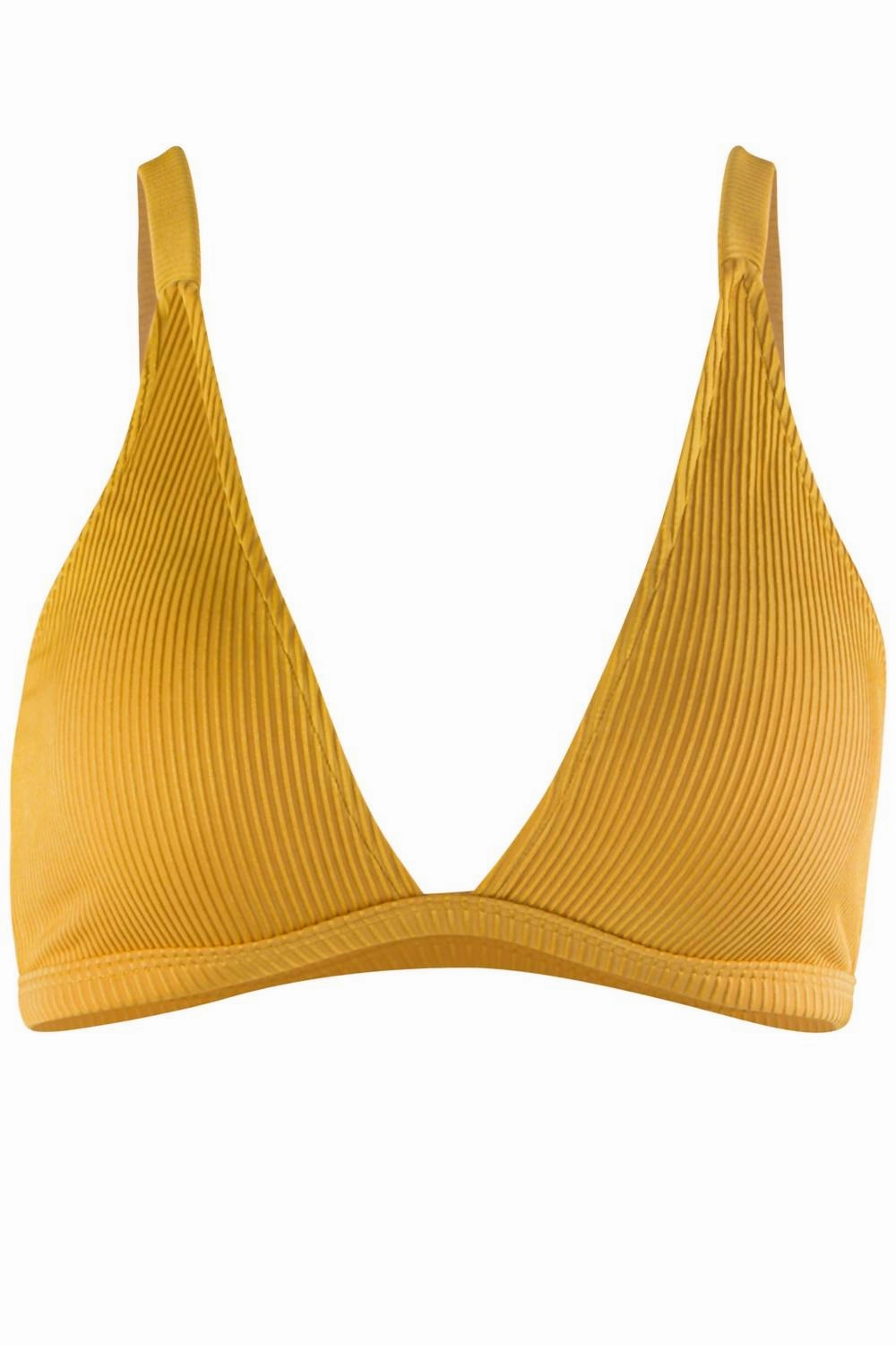 Rosie Halter Bikini Top In Ribbed Gold