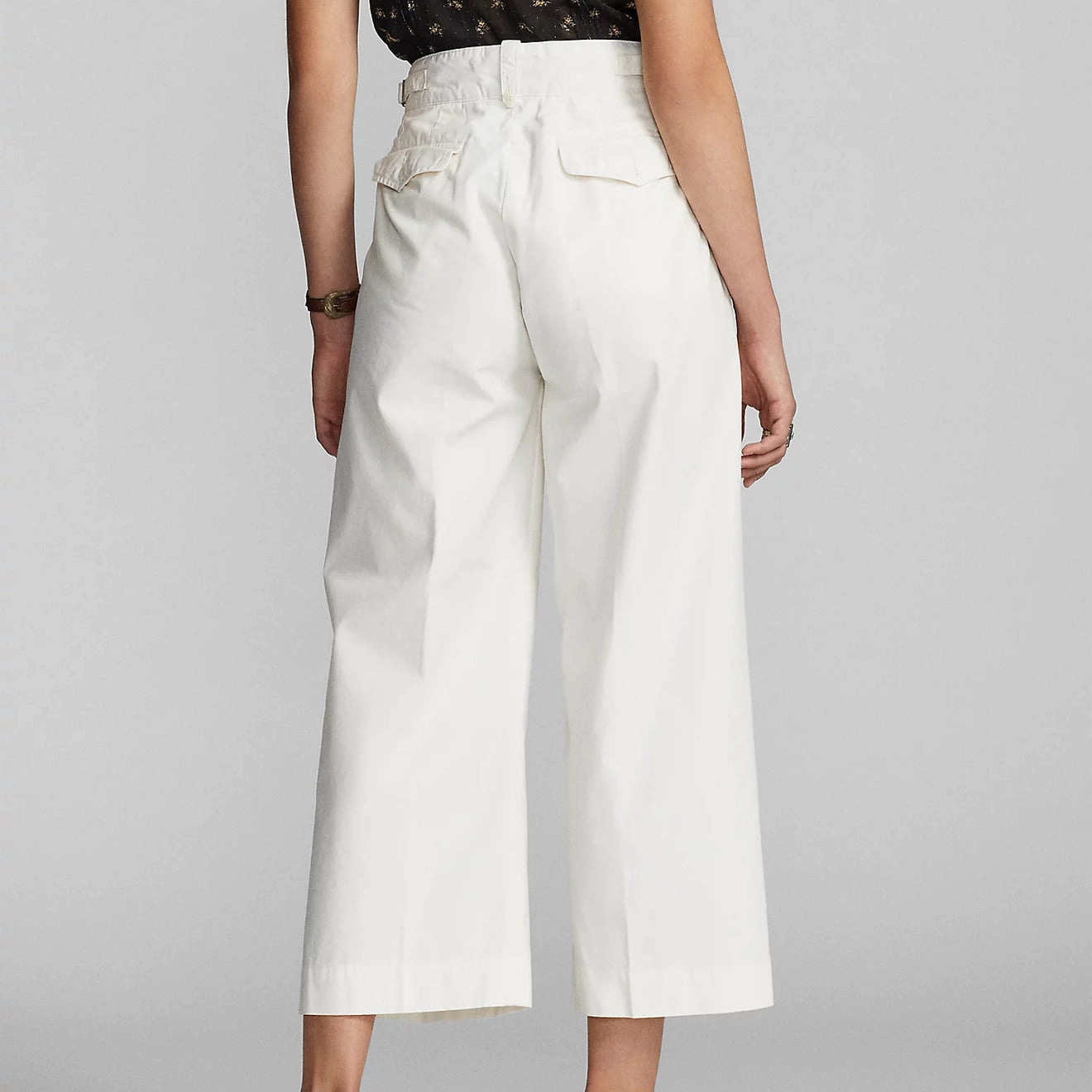 RRL by Ralph Lauren Womens Cropped Poplin Wide-Leg Trouser White