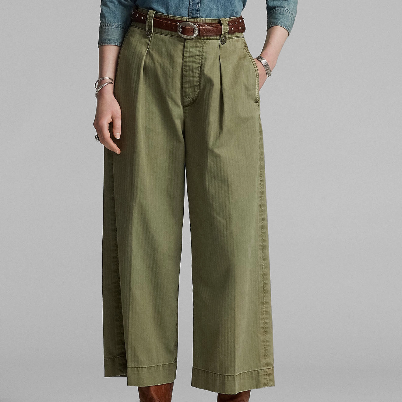 RRL by Ralph Lauren Womens Kyle Trouser Ankle Pleated New Olive
