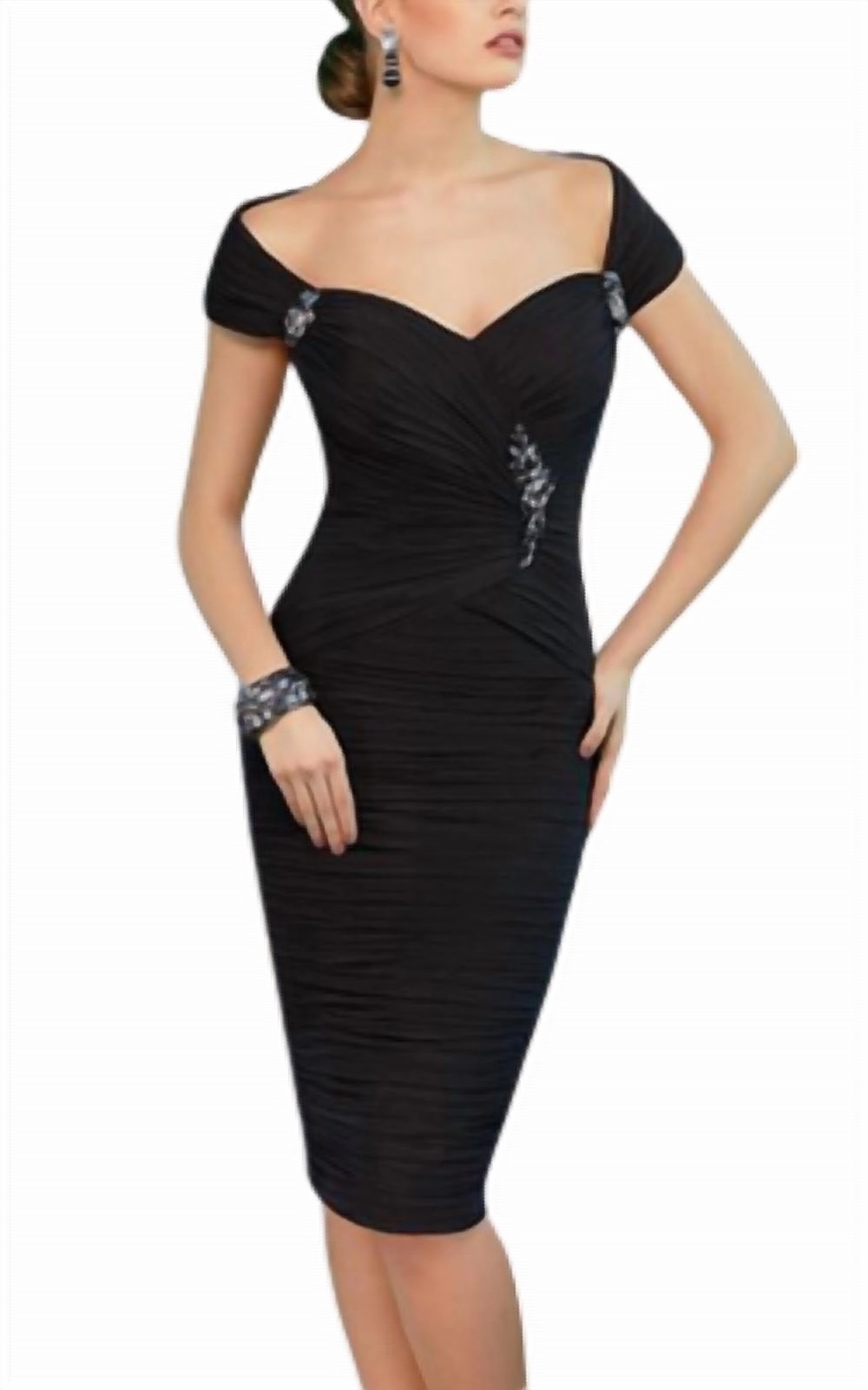 Ruched Cocktail Dress In Black