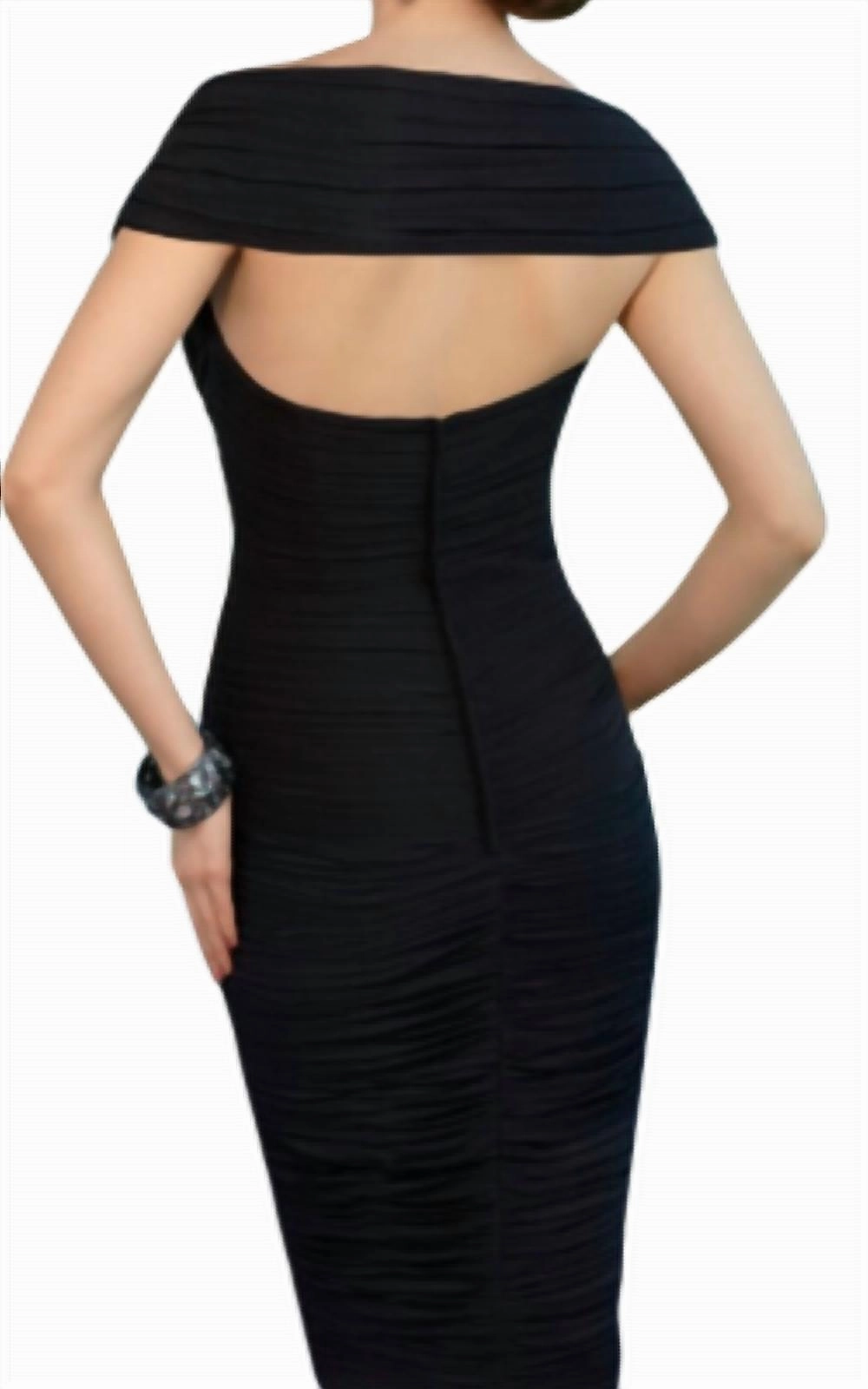 Ruched Cocktail Dress In Black