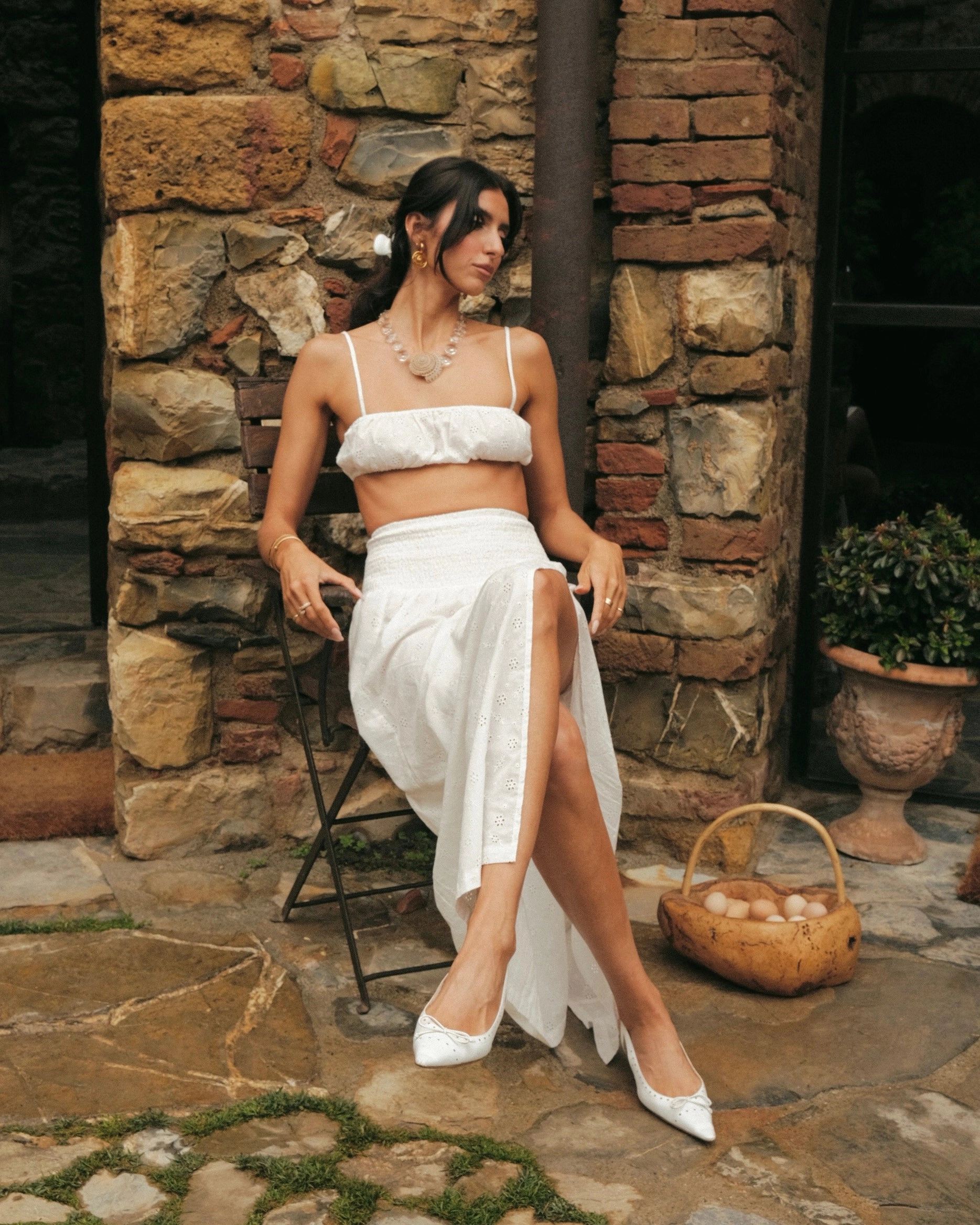Ruched Eyelet Bra Top